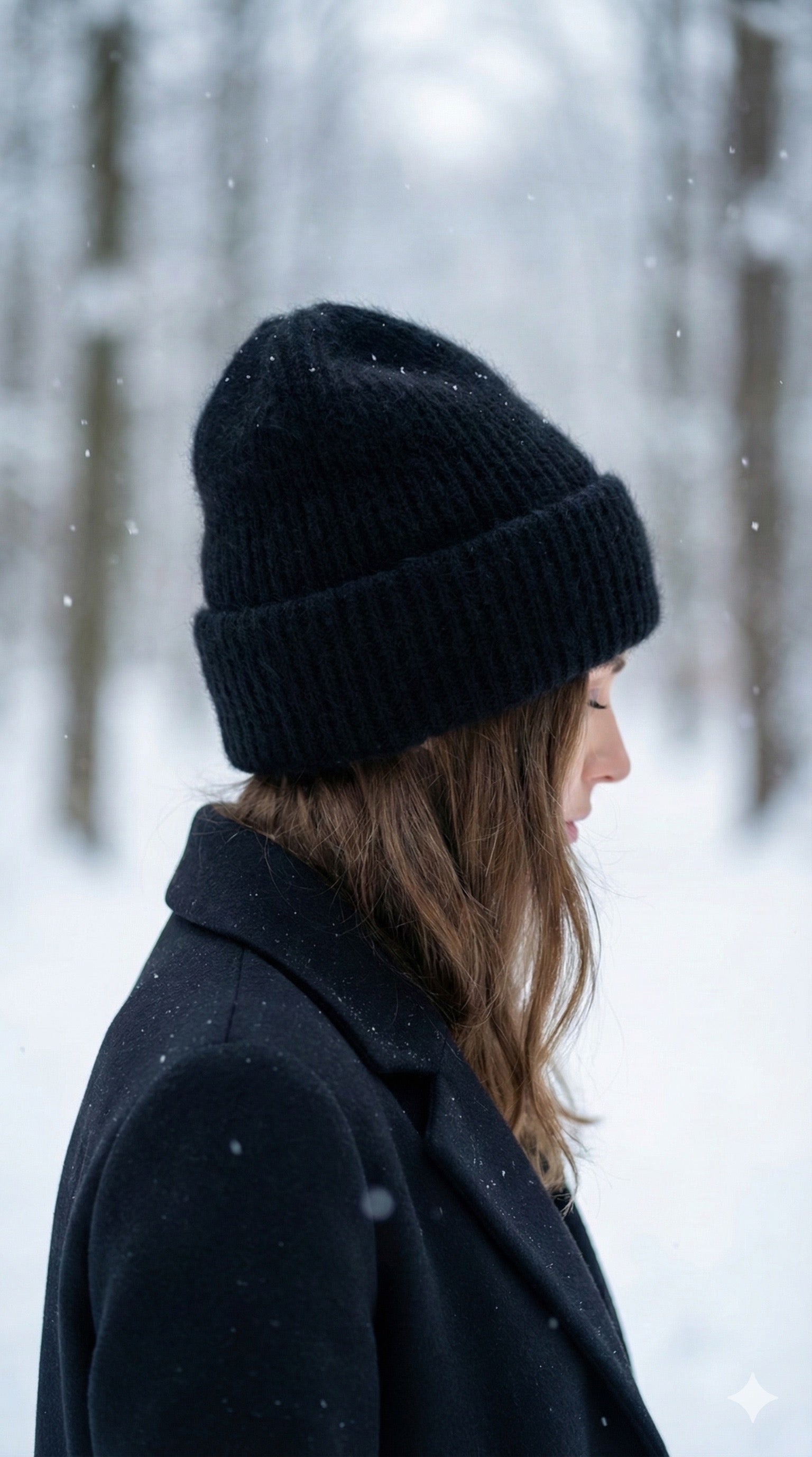black angora and viscose hat with silk inside
