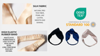 Silk fabric headband with Oeko-Tex certification on a white background