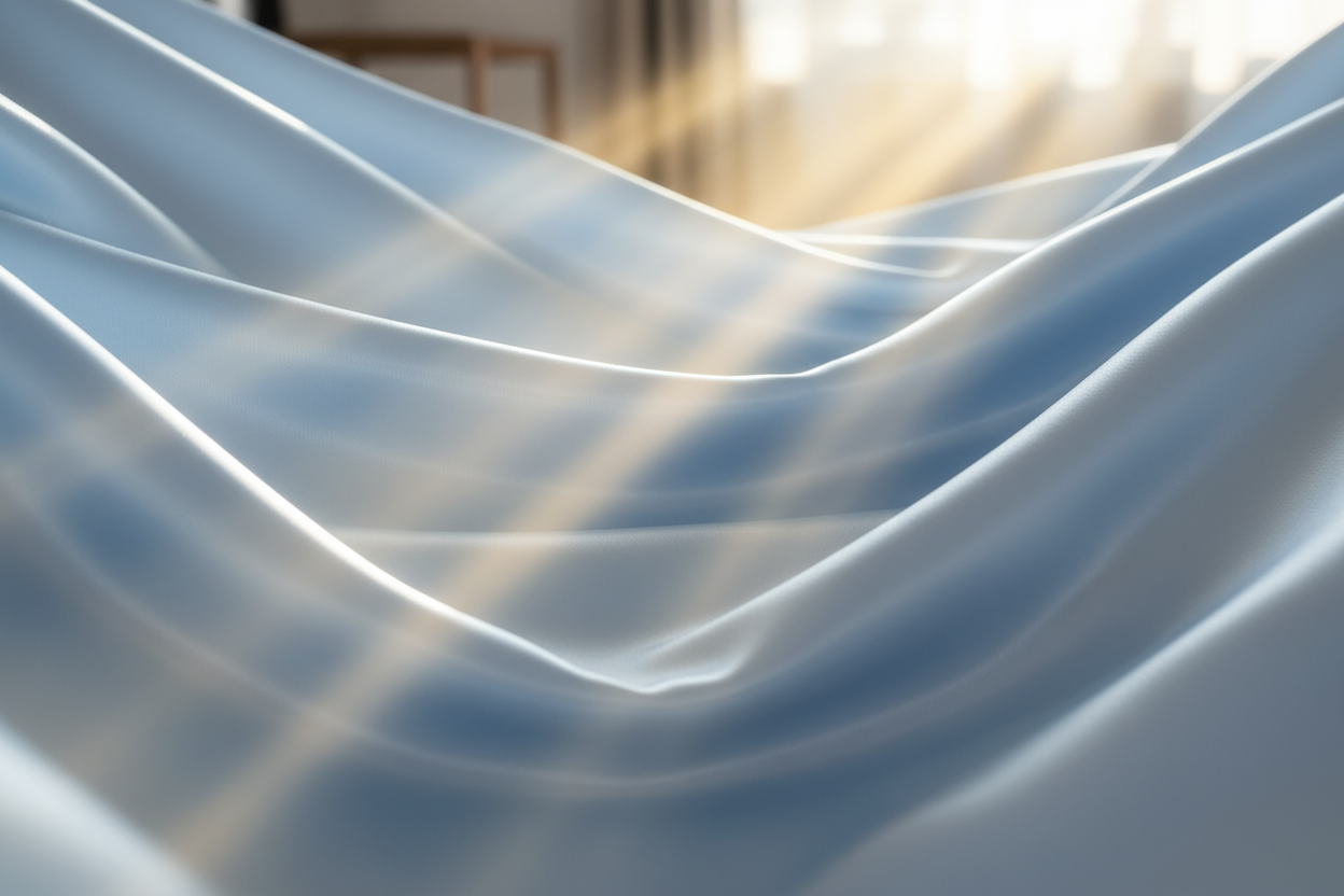 light blue silk fabrik and sunny morning