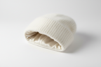White knit beanie with silk inside. no frizz for hair